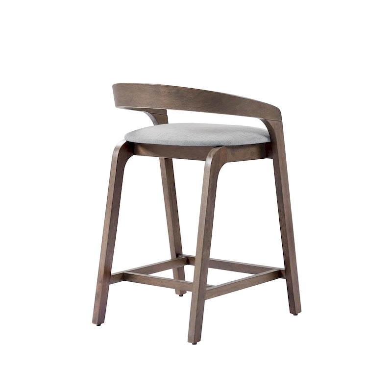 25.25 Rubberwood Counter Stools with Fabric Cushion and Armrests