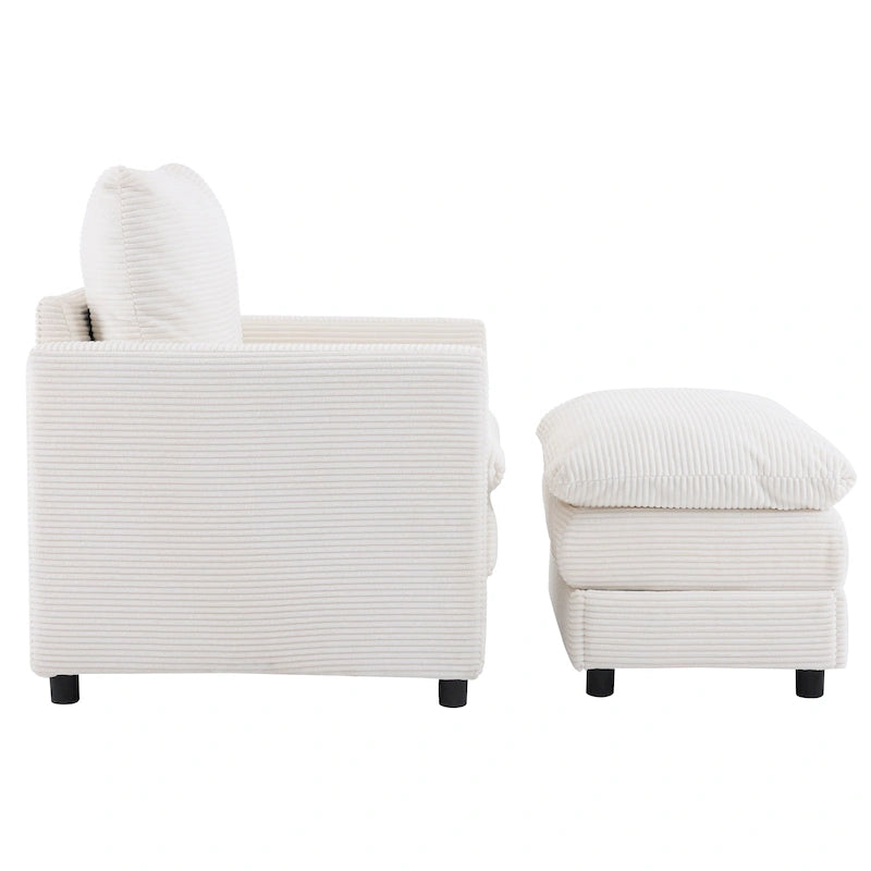 Clara Oversized Corduroy Armchair with Ottoman