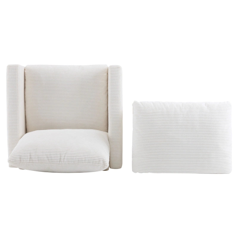 Clara Oversized Corduroy Armchair with Ottoman