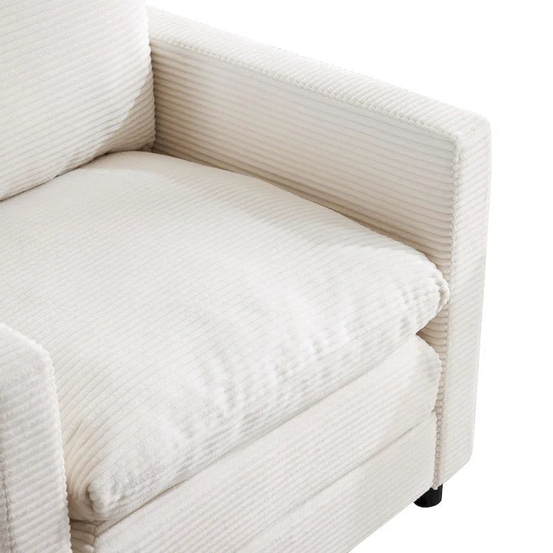 Clara Oversized Corduroy Armchair with Ottoman