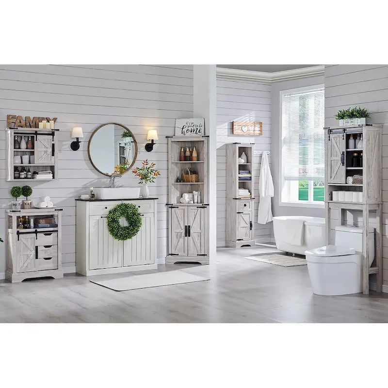 Farmhouse Slim Bathroom Storage Cabinet, 68 Tall Storage Cabinet