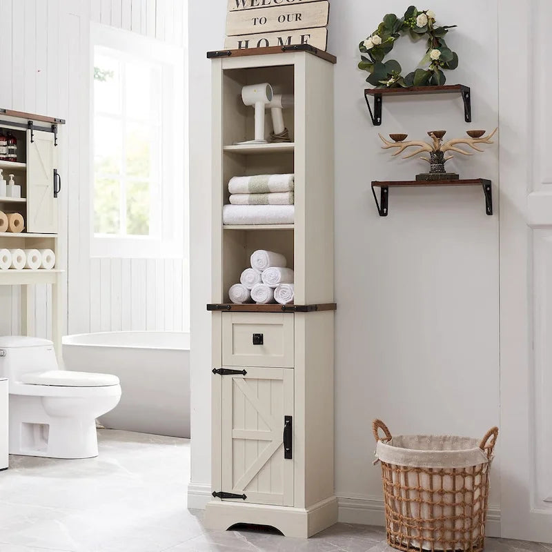 Farmhouse Slim Bathroom Storage Cabinet, 68 Tall Storage Cabinet