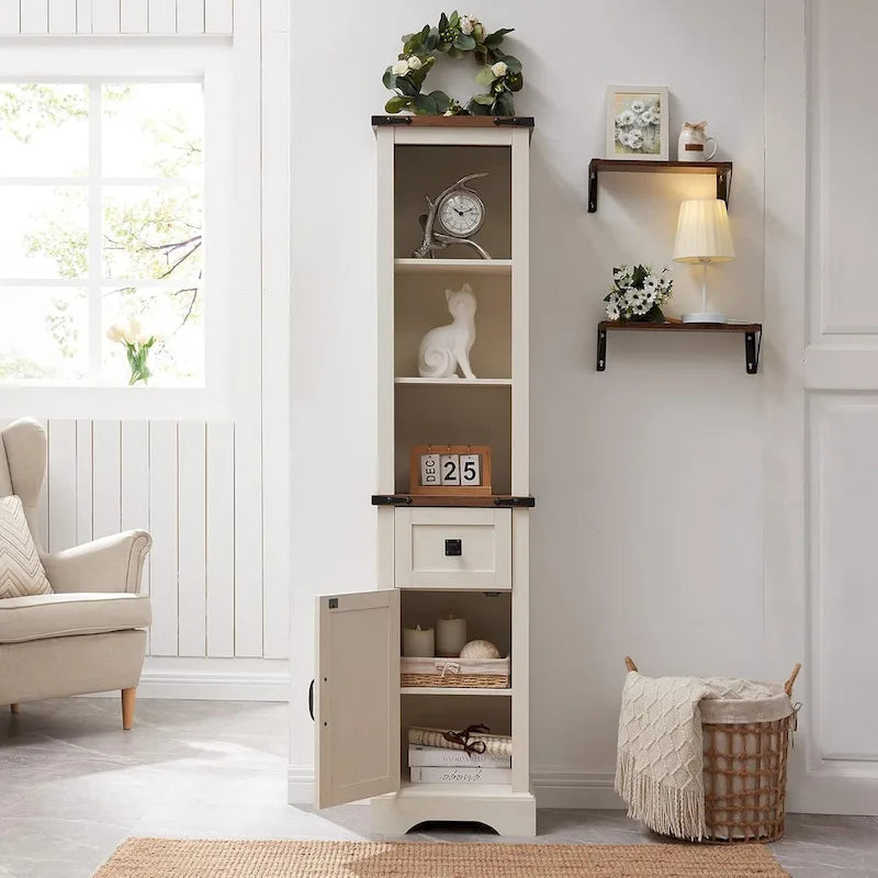 Farmhouse Slim Bathroom Storage Cabinet, 68 Tall Storage Cabinet