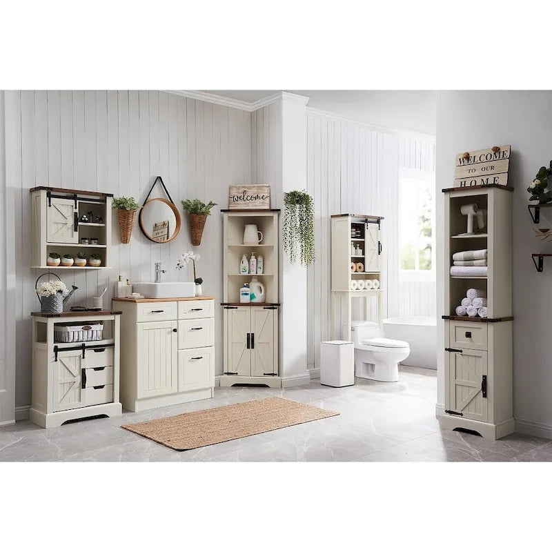 Farmhouse Slim Bathroom Storage Cabinet, 68 Tall Storage Cabinet