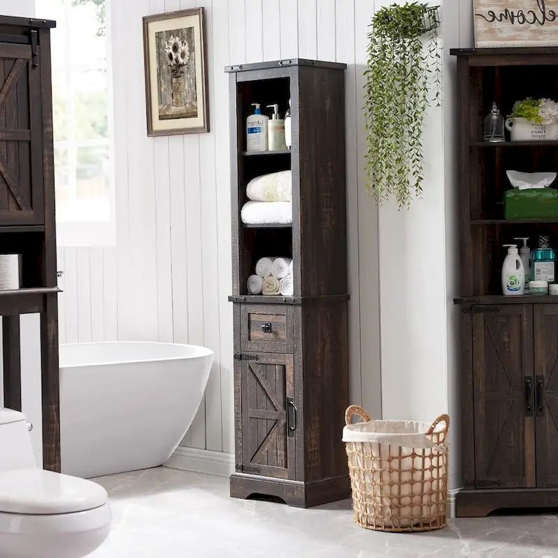 Farmhouse Slim Bathroom Storage Cabinet, 68 Tall Storage Cabinet