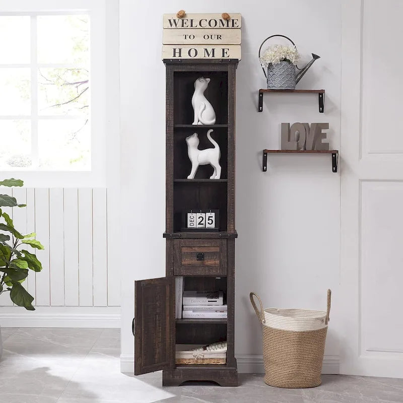 Farmhouse Slim Bathroom Storage Cabinet, 68 Tall Storage Cabinet