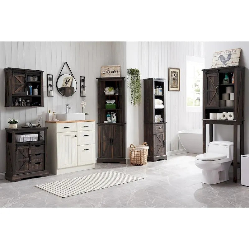 Farmhouse Slim Bathroom Storage Cabinet, 68 Tall Storage Cabinet