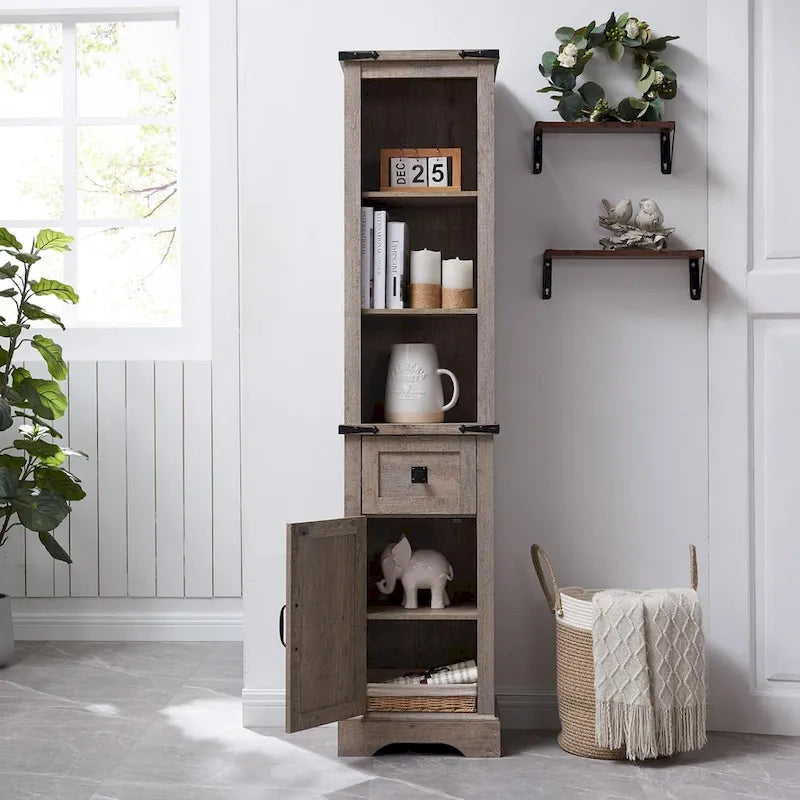Farmhouse Slim Bathroom Storage Cabinet, 68 Tall Storage Cabinet