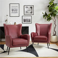 Wooden Upholstered Armchair with Metal Legs Set of 2