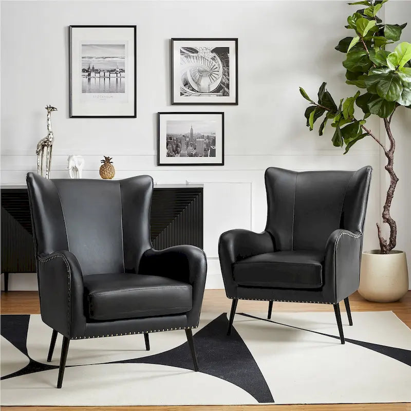 Gepolsterter Holzsessel mit Metallbeinen, 2er-Set