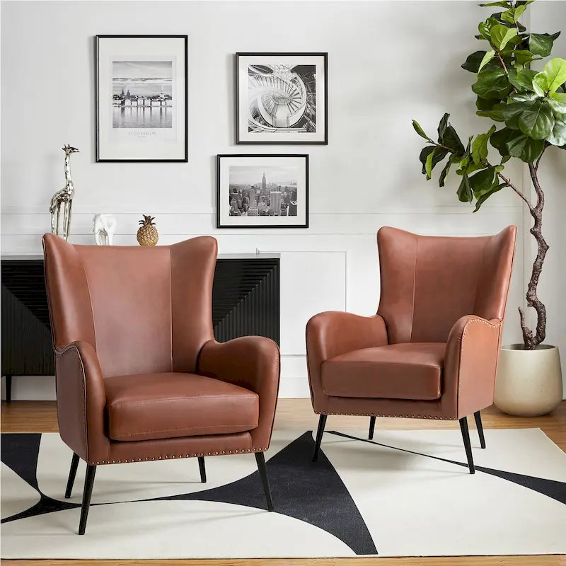 Gepolsterter Holzsessel mit Metallbeinen, 2er-Set