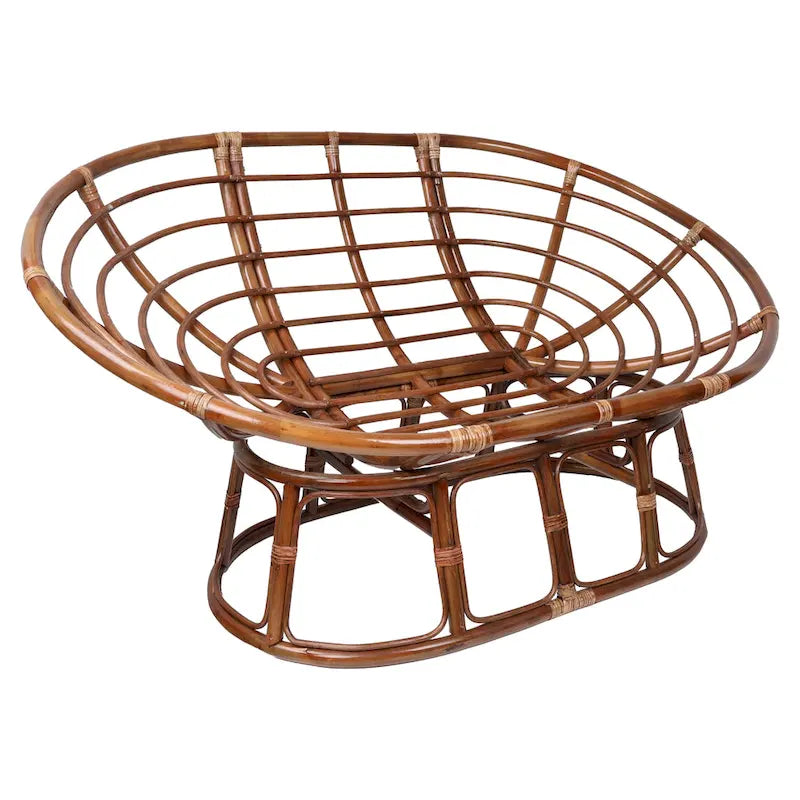 Bali Rattan Double Papasan Chair with Twill Cushion