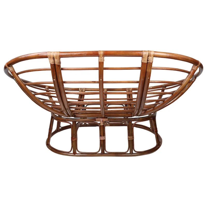 Bali Rattan Double Papasan Chair with Twill Cushion