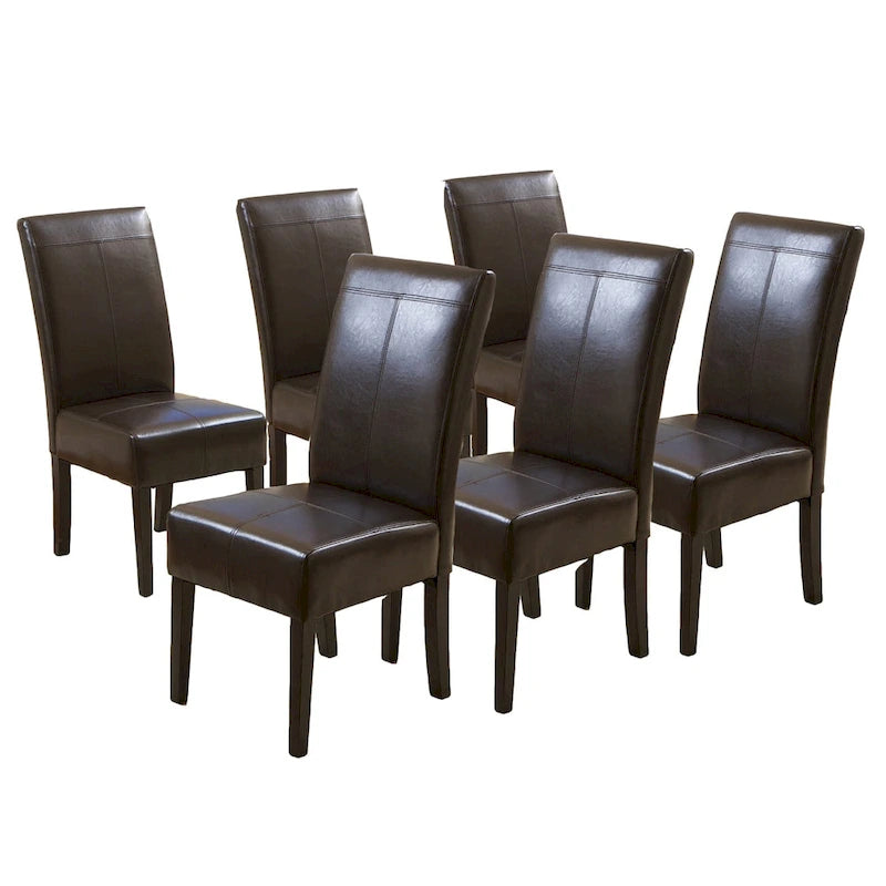 Pertica Upholstered T-Stitch Dining Chairs with Wood Legs, 6 Chairs