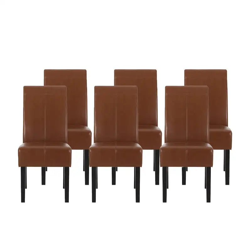 Pertica Upholstered T-Stitch Dining Chairs with Wood Legs, 6 Chairs