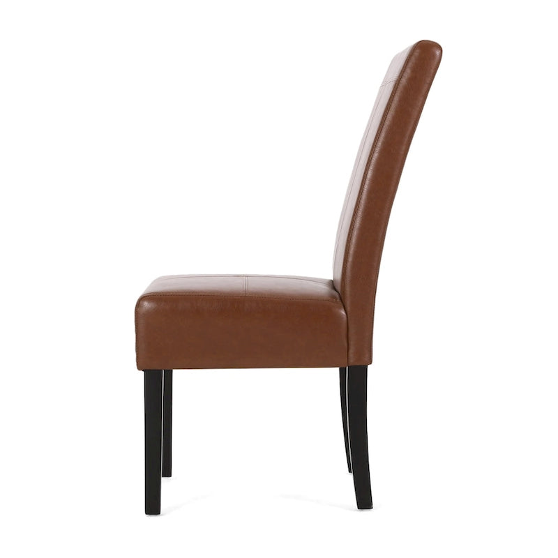 Pertica Upholstered T-Stitch Dining Chairs with Wood Legs, 6 Chairs