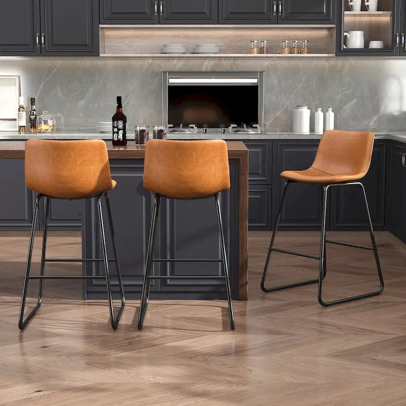 26 Counter Height Bar Stools, Modern PU Leather Counter Stools Set of 3