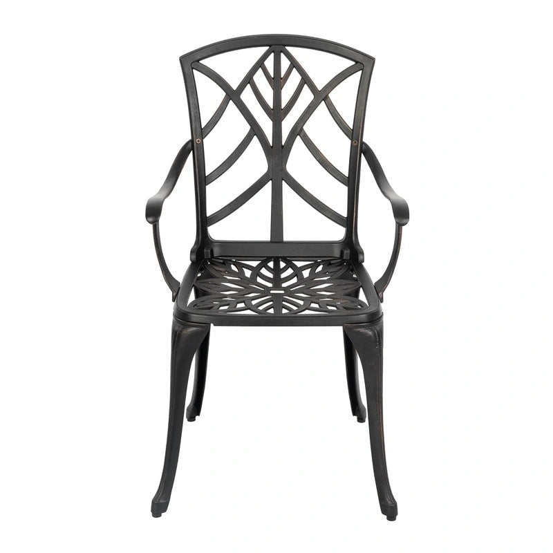 Outdoor 2-Piece Patio Chair Set, Cast Aluminum, Black with Gold-painted Edge