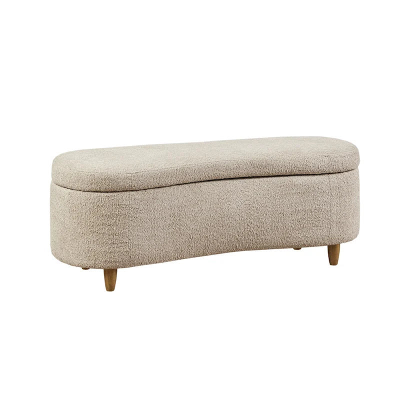 Taupe Boucle Flip Top Storage Bench with Soft Close Hinges
