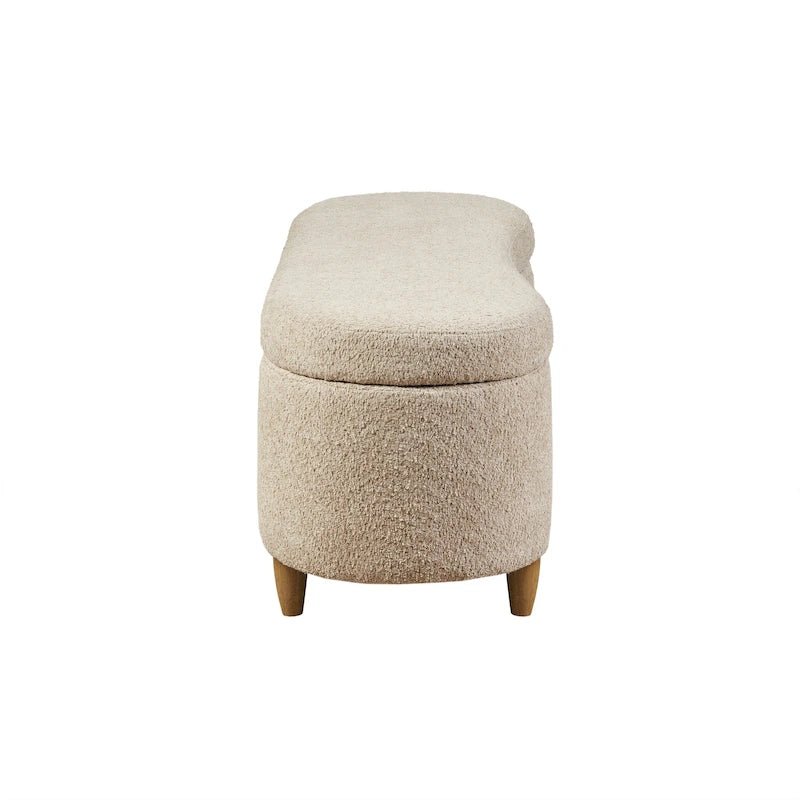 Taupe Boucle Flip Top Storage Bench with Soft Close Hinges