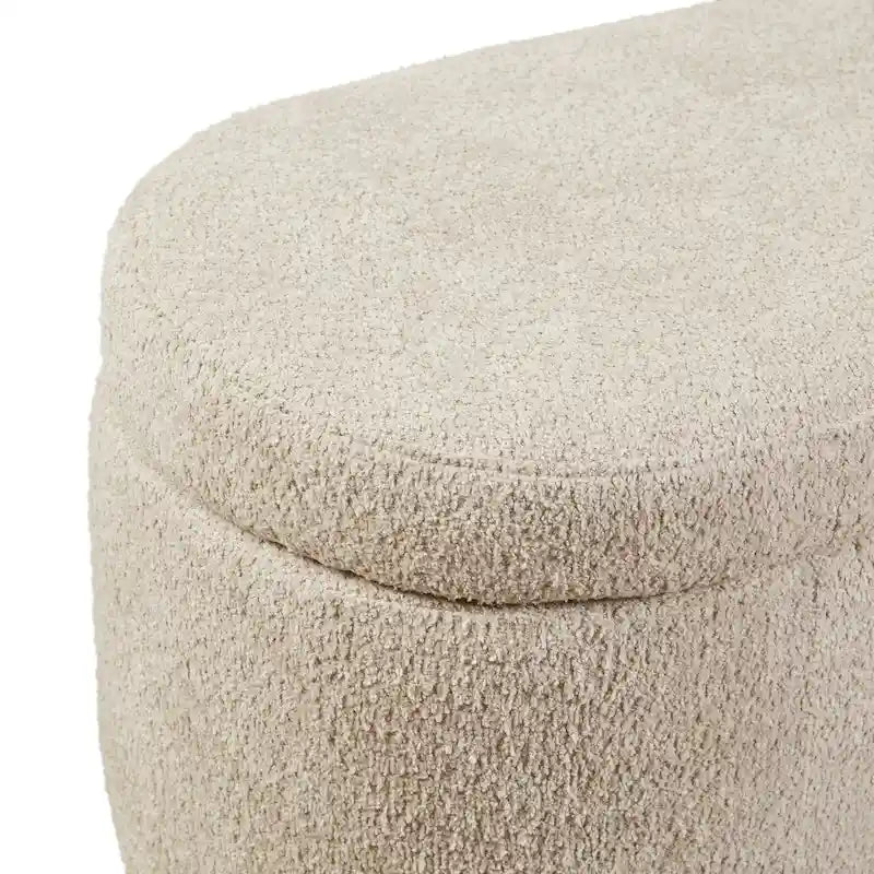 Taupe Boucle Flip Top Storage Bench with Soft Close Hinges