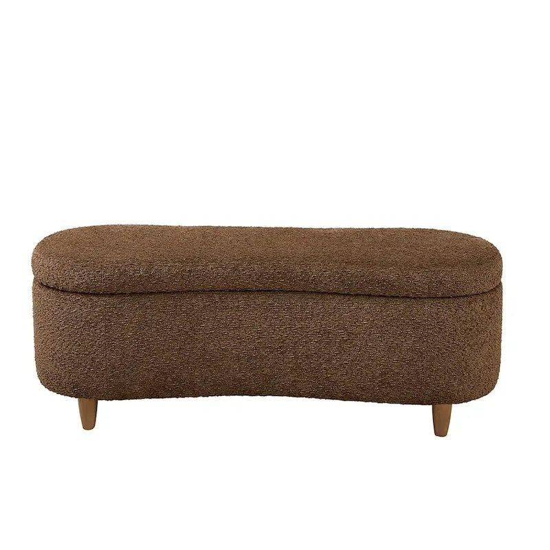 Taupe Boucle Flip Top Storage Bench with Soft Close Hinges