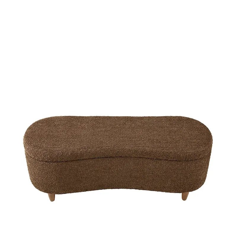 Taupe Boucle Flip Top Storage Bench with Soft Close Hinges