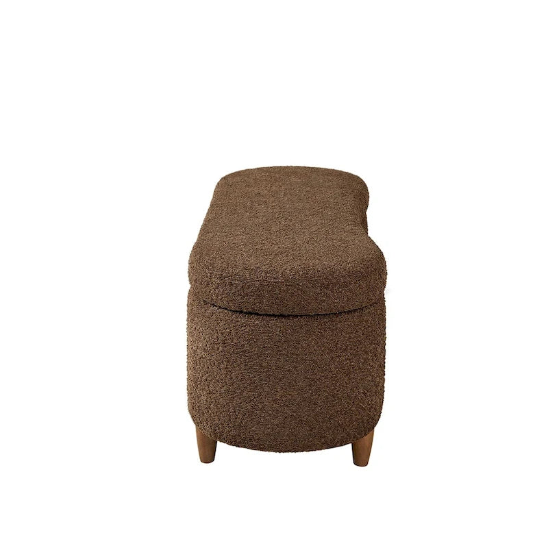 Taupe Boucle Flip Top Storage Bench with Soft Close Hinges
