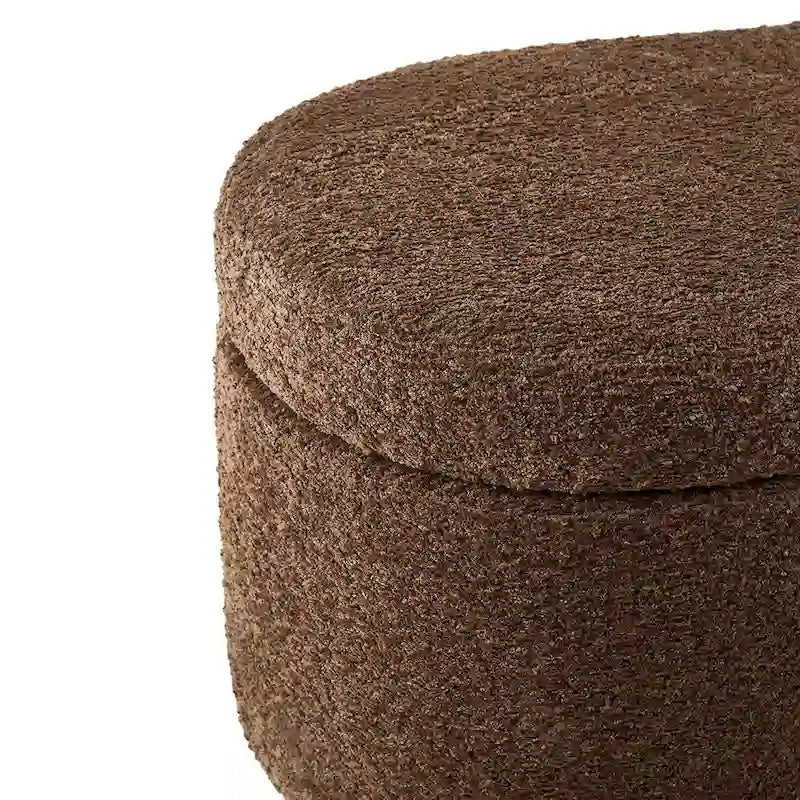 Taupe Boucle Flip Top Storage Bench with Soft Close Hinges