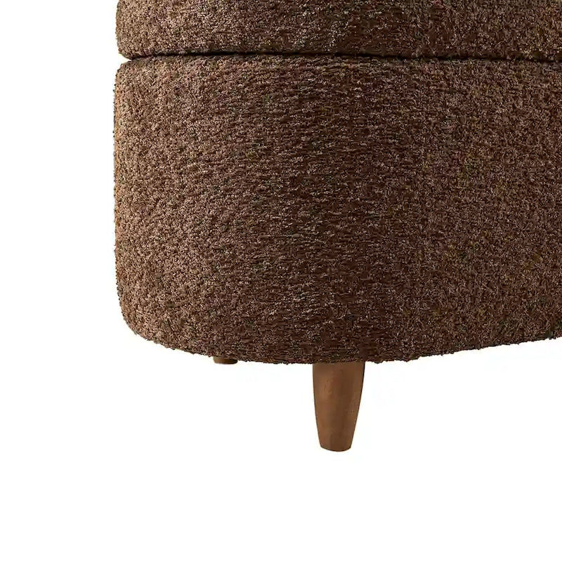 Taupe Boucle Flip Top Storage Bench with Soft Close Hinges