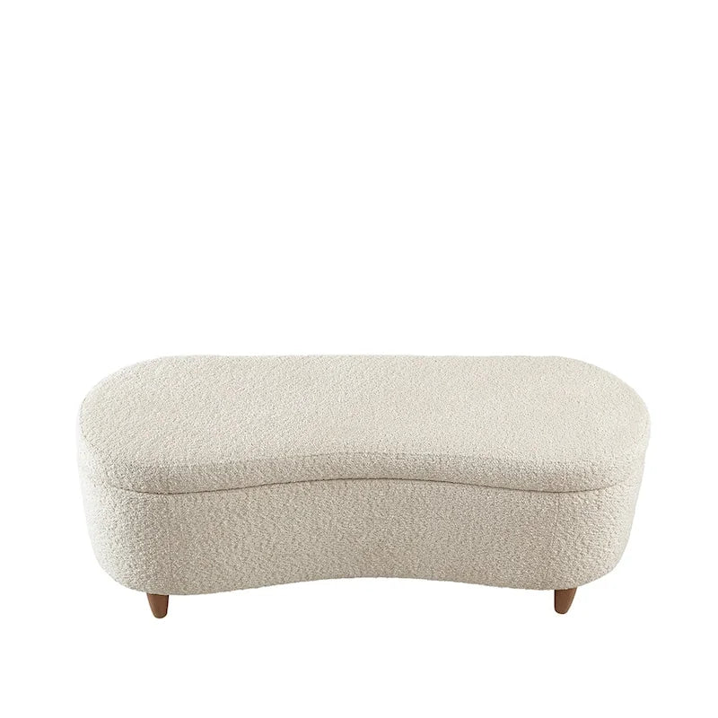 Taupe Boucle Flip Top Storage Bench with Soft Close Hinges