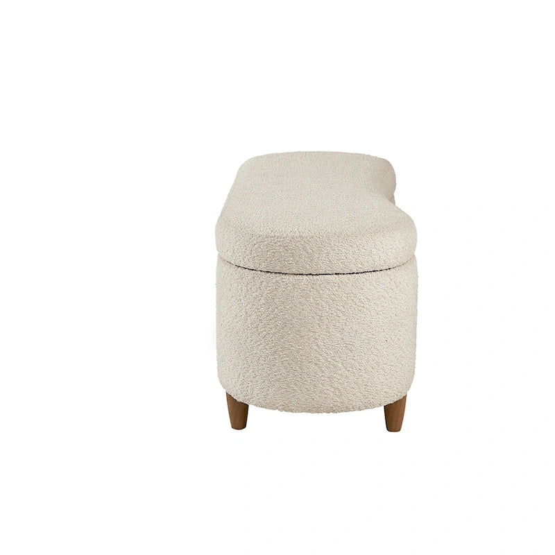 Taupe Boucle Flip Top Storage Bench with Soft Close Hinges