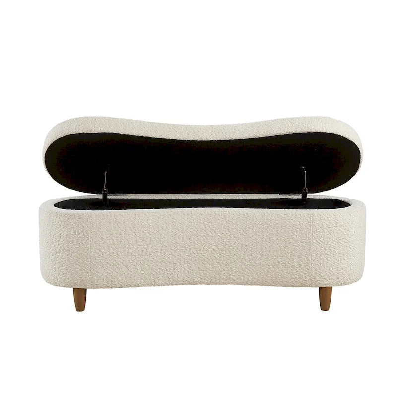 Taupe Boucle Flip Top Storage Bench with Soft Close Hinges