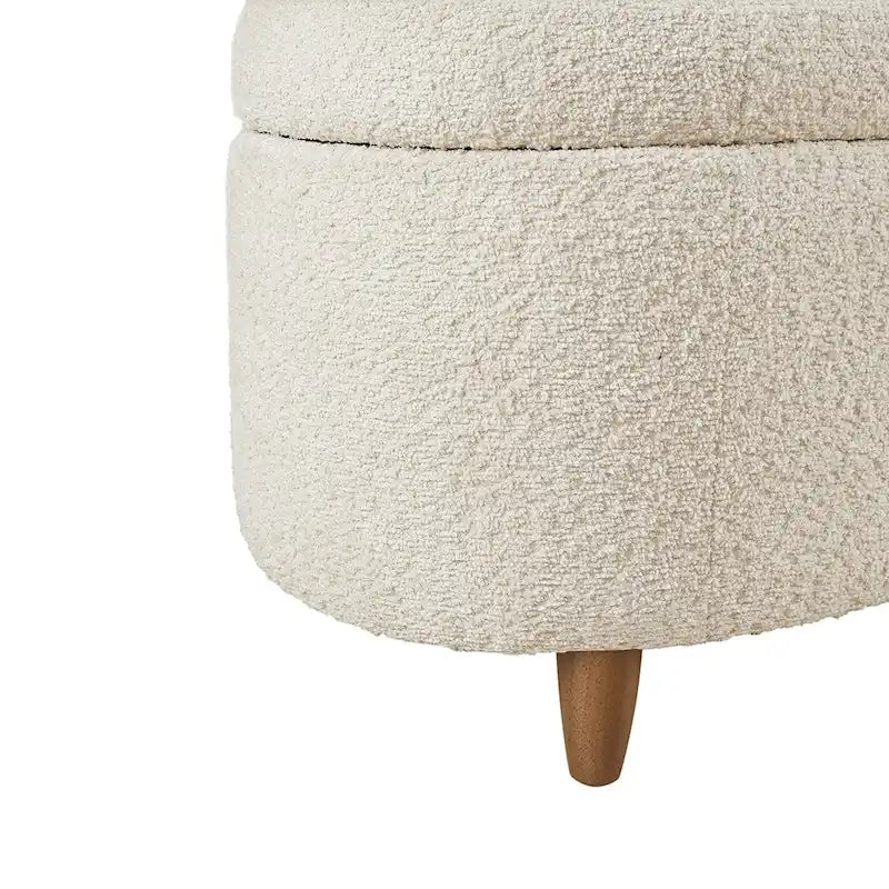Taupe Boucle Flip Top Storage Bench with Soft Close Hinges