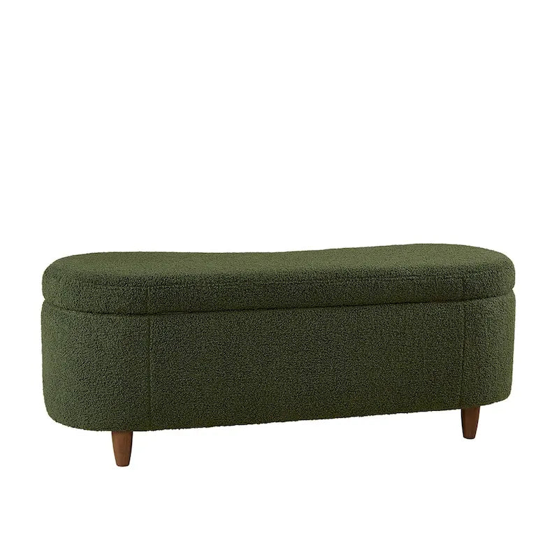 Taupe Boucle Flip Top Storage Bench with Soft Close Hinges