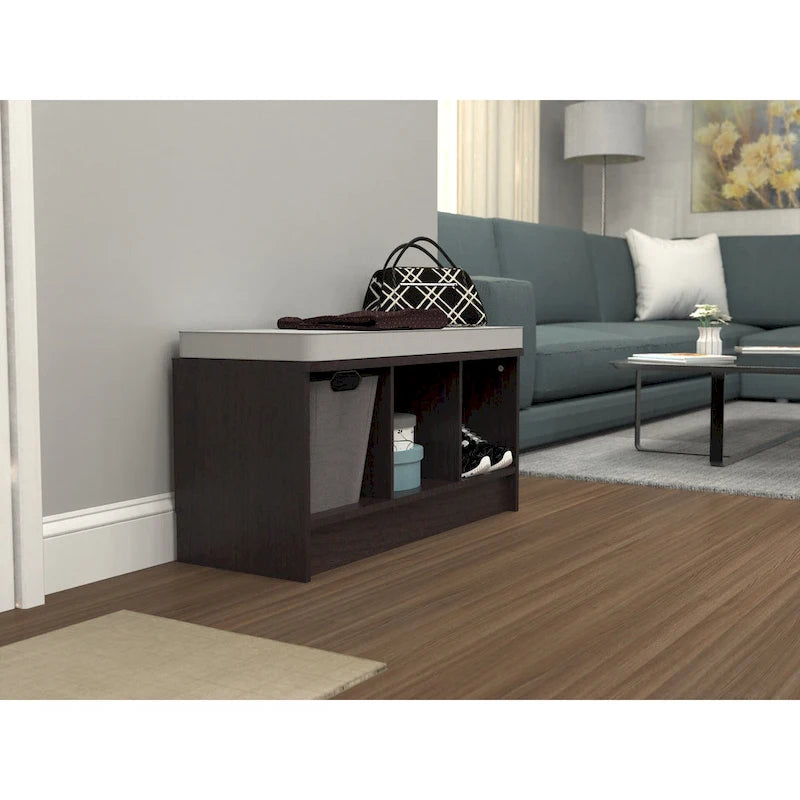 Southbrook 3-cube Storage Bench w/ Grey Cushion