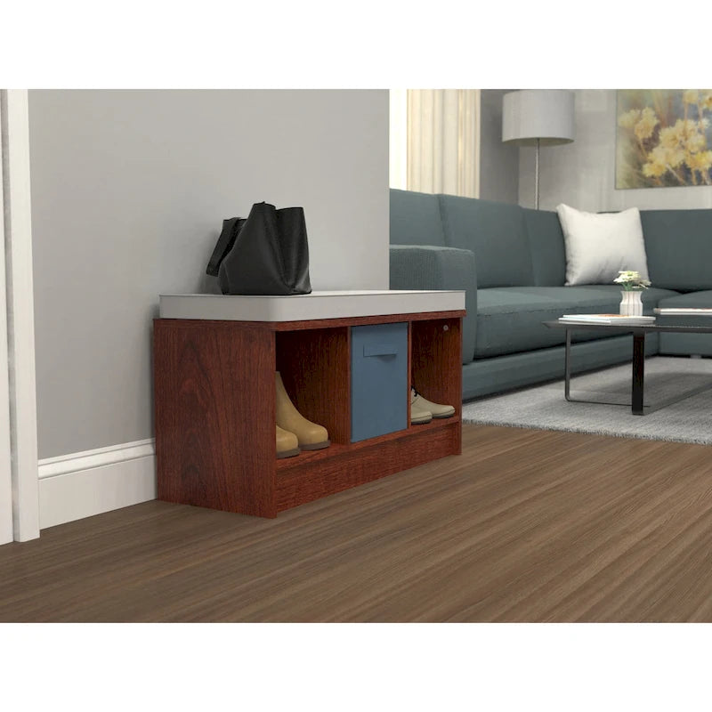 Southbrook 3-cube Storage Bench w/ Grey Cushion