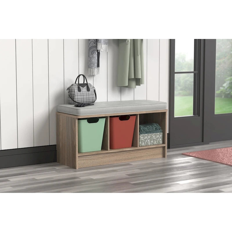 Southbrook 3-cube Storage Bench w/ Grey Cushion