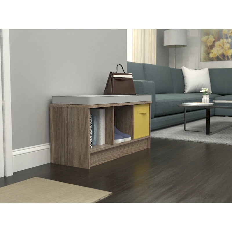 Southbrook 3-cube Storage Bench w/ Grey Cushion