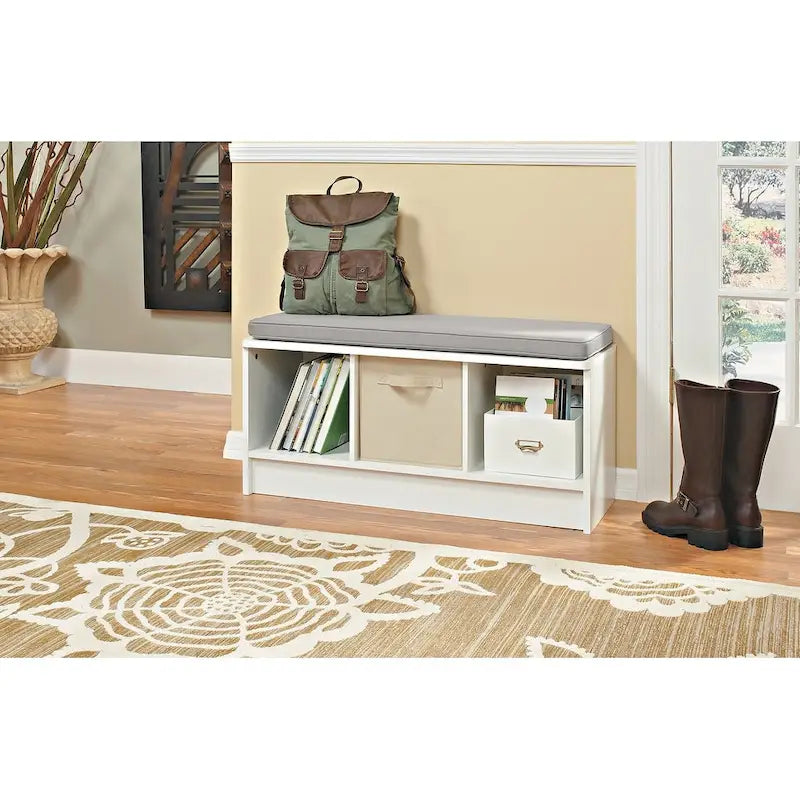 Southbrook 3-cube Storage Bench w/ Grey Cushion