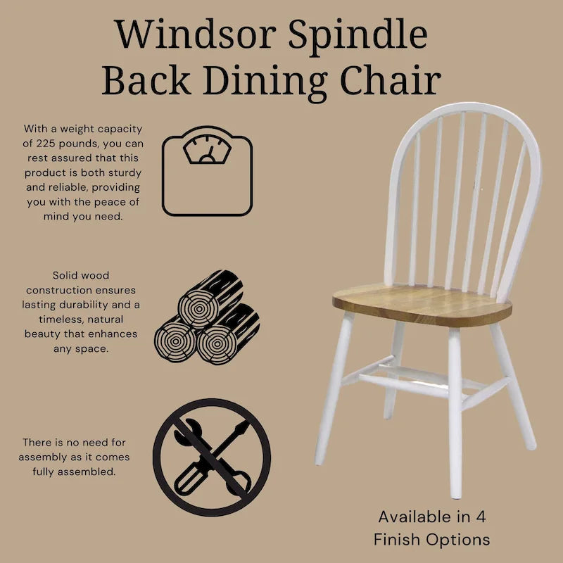 Solid Wood Windsor Spindle Back Dining Chair