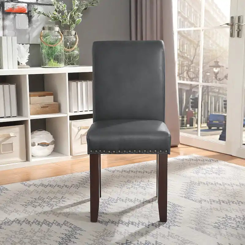 Five Bridge Eco Parsons Faux Leather Nailhead Chair
