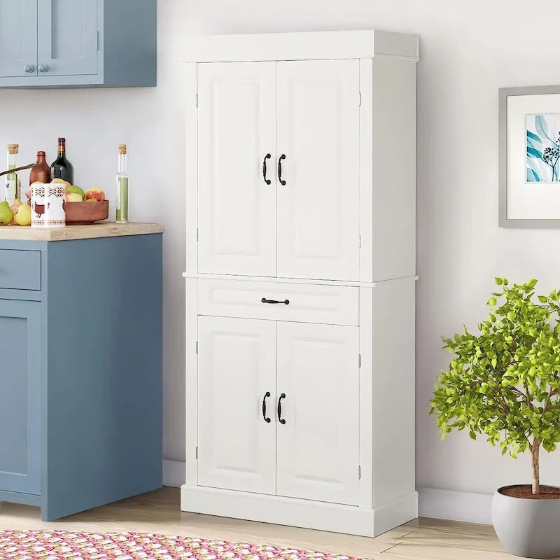71 Freestanding Kitchen Pantry Cabinet, Tall Storage Cabinet with Drawer and Adjustable Shelves, 2-Door Floor Cupboard