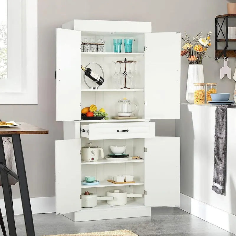71 Freestanding Kitchen Pantry Cabinet, Tall Storage Cabinet with Drawer and Adjustable Shelves, 2-Door Floor Cupboard