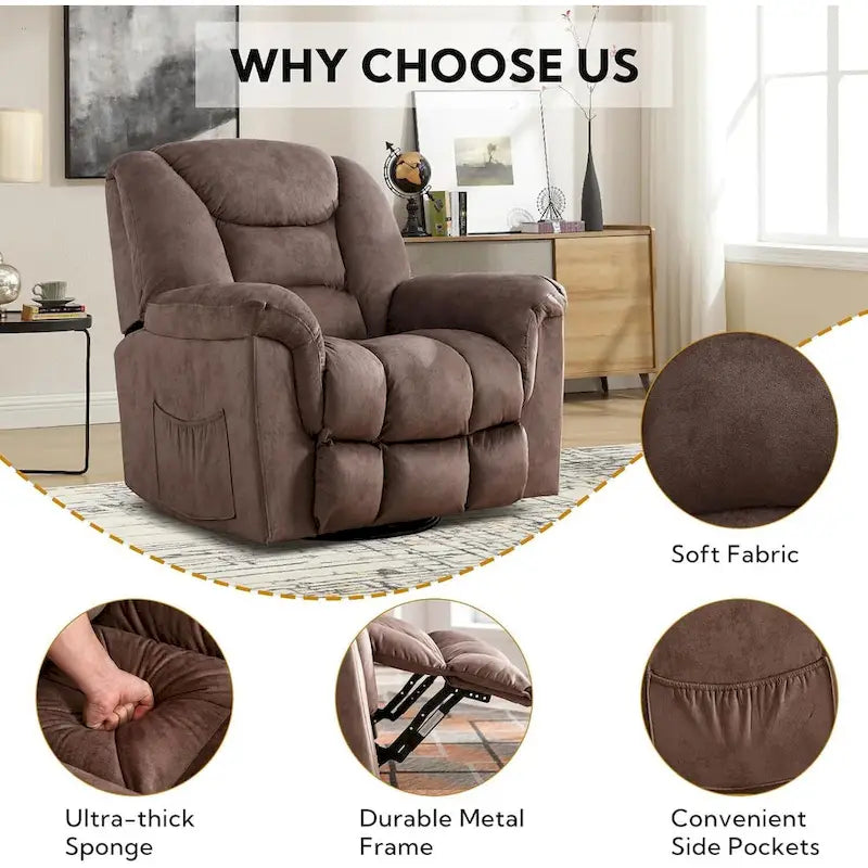 Oversize Swivel Manual Swivel Recliner