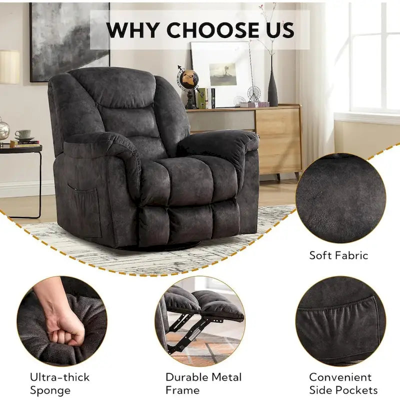 Oversize Swivel Manual Swivel Recliner