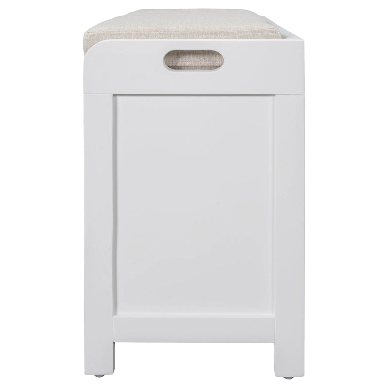 Storage Bench with Removable Basket and 2 Drawers, Fully Assembled Shoe Bench with Removable Cushion - 32 L x 11.8 W x 20 H