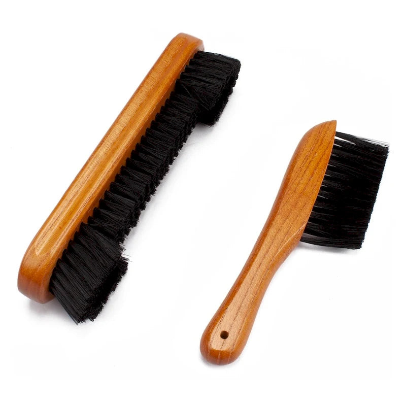 2-Piece Solid Wood Billiard Pool Table Brush and Rail Brush Set