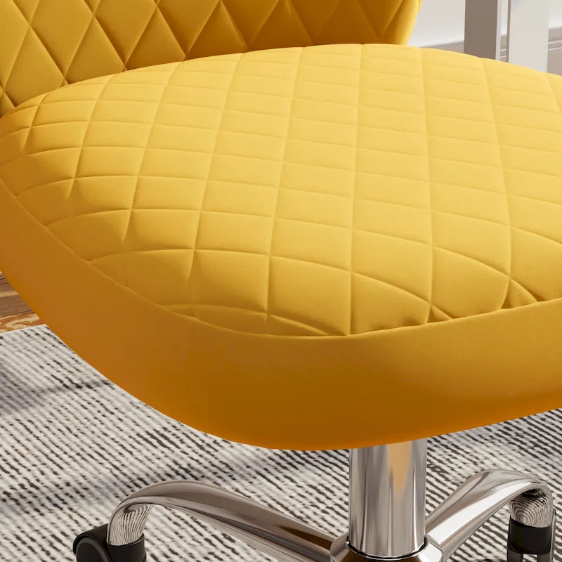 Velvet Armless Adjustable Swivel Home Office Chair
