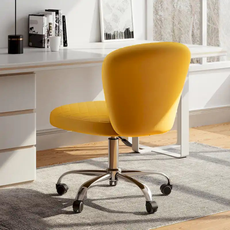 Velvet Armless Adjustable Swivel Home Office Chair